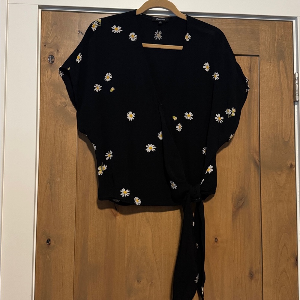 Madewell Lazy Daisies Sash Tie Wrap Shirt Blouse Womens XL Boho whimsygoth crop